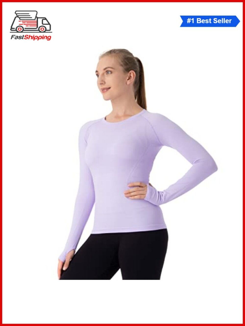 MathCat Seamless Long Sleeve Workout Top Crew Neck Thumb Holes